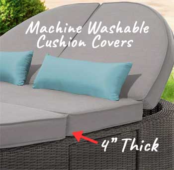 Machine Washable Cushion Covers on Round Patio Lounger