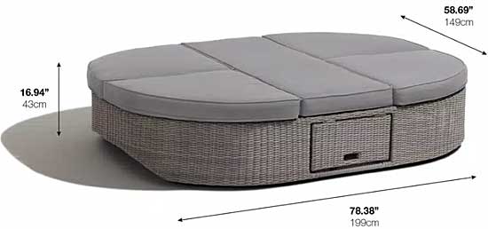 Cushioned Patio Daybed Dimensions - Length, Width & Height