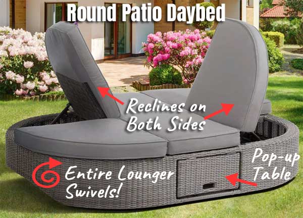 Round Patio Daybed Vs The Orbit, Round Double Chaise Lounge Cushions