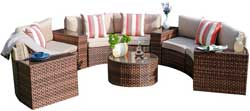 Re-Arrangeable Outdoor Circular Patio Sofa with Glass-Top Coffee Table