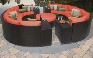 Double Round Sofa Set with Center Ottoman Table