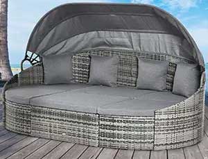 Circular Run Lounge with Folding Shade Canopy