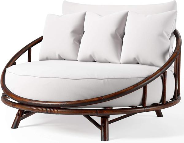 Round Chaise Lounge with Extra Thick Seat Cushion