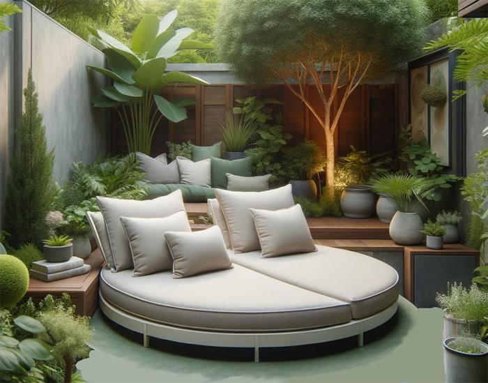 Compact Round Lounger on Small Patio